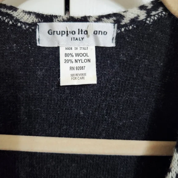 Vintage Gruppo Italiano Oversized Wool Houndstooth Poncho/ Cape - Picture 6 of 6